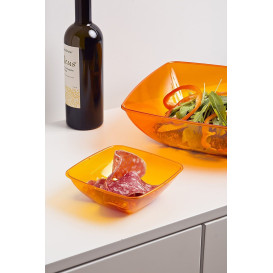 Plastic Bowl PS Crystal Hard Orange 480ml 14x14cm (60 Units)