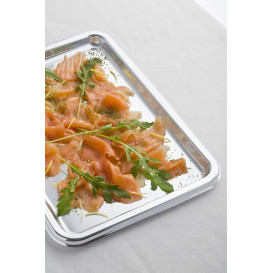 Plastic Tray Rectangular Shape Silver 35X24 cm (50 Uds)