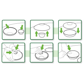 Plastic Deli Container 375ml + Plastic Lid "Press&Dress" + Portion Cup (150 Packs)