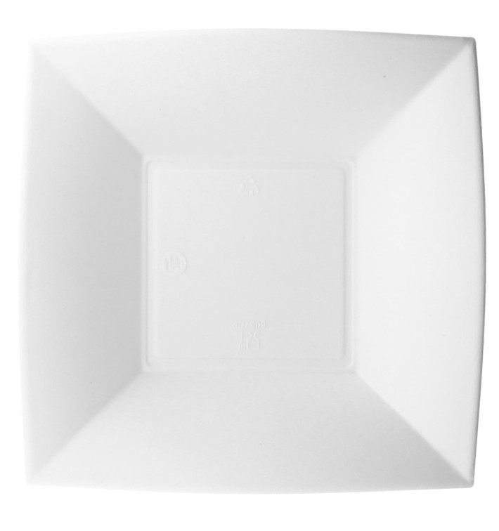Sugarcane Plate Deep "Nice" White 18x18 cm (500 Units)