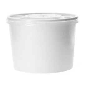 Paper Container with Plastic Lid White PP 350ml (50 Units) 