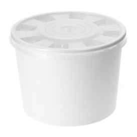 Paper Container with Plastic Lid White PP 350ml (50 Units) 