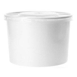 Paper Container with Plastic Lid White PP 488ml (25 Units) 