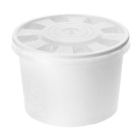 Paper Container with Plastic Lid White PP 488ml (25 Units) 