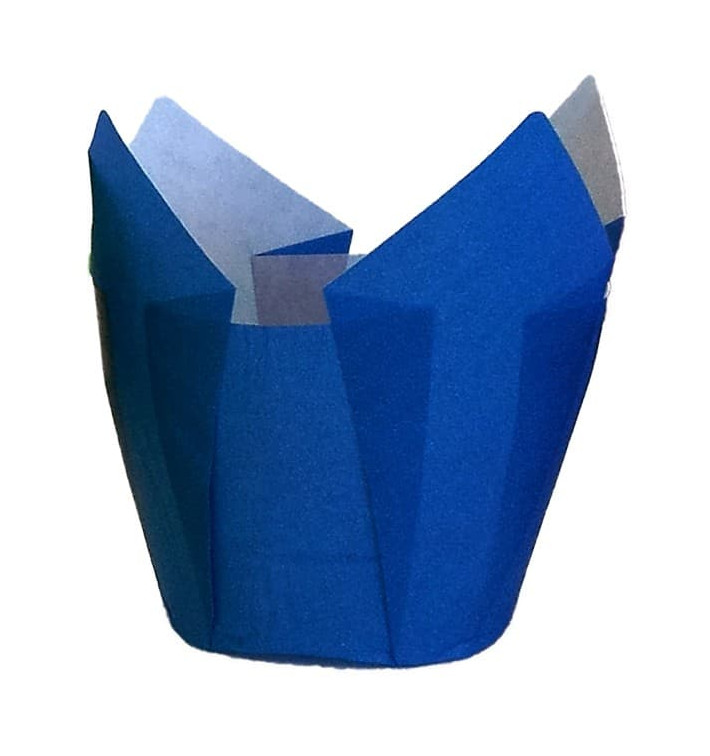 Cupcake Liner Tulip shape Blue Ø5x4,2/7,2cm (135 Units)  