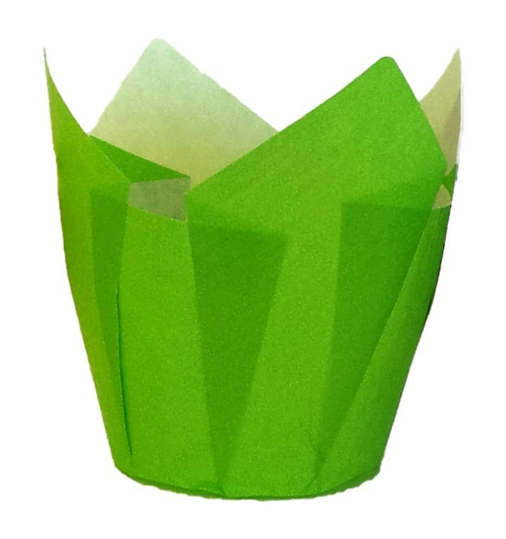 Cupcake Liner Tulip shape Green Ø5x4,2/7,2cm (135 Units)  