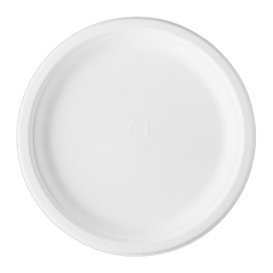 Sugarcane Plate Bagasse White Ø25,3 cm (50 Units) 