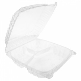Plastic Hinged Deli Container OPS 3 Compartments "Clear Seal" 4070ml (200 Units)