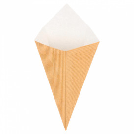 Paper Carrugated Dipping Cone Kraft 22cm 100g (100 Units)