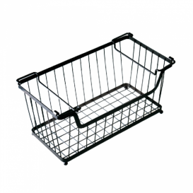 Basket Containers Steel with Handles Stackable Black 33x27,5x22,7cm (12 Units)
