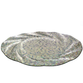 Paper Plate Round Shape Silver "Gaudi" "Acuario" 35cm (25 Units) 