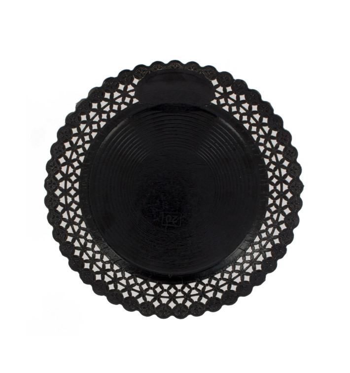 Paper Plate Round Shape Doilie Black 32cm (50 Units) 