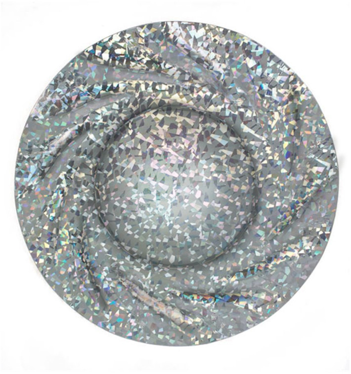 Paper Plate Round Shape Silver "Gaudi" "Acuario" 35cm (25 Units) 