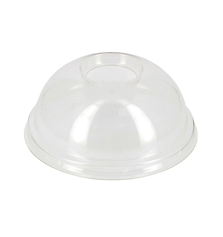 Plastic Dome Lid with Hole Ø9,5cm for PLA and PET Cups 265, 364, 425 and 550ml (2000 Units)