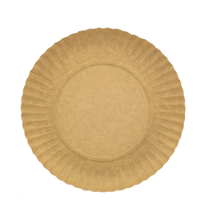 Paper Plate Round Shape Kraft 25cm 255g/m2 (100 Units) 