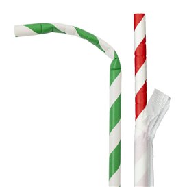 Paper Straw Flexible Pack Wrapped Ø0,6cm 23cm (250 Units)