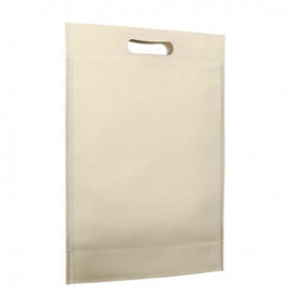 Non-Woven Bag with Die-cut Handles Cream 30+10x40cm (200 Units)