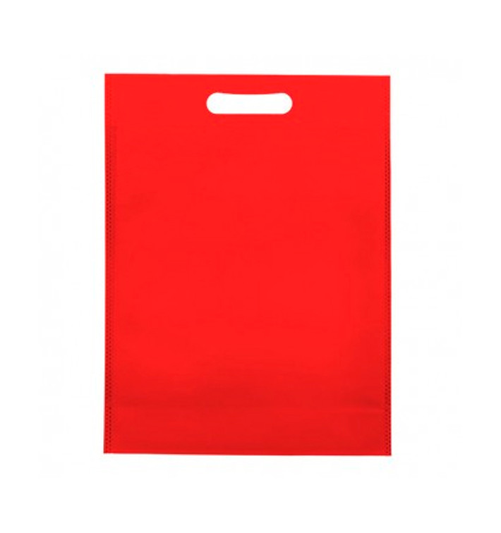 Non-Woven Bag with Die-cut Handles Red 30+10x40cm (25 Units)