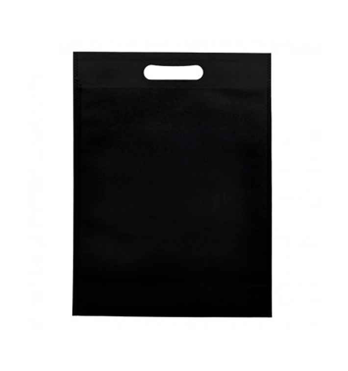 Non-Woven Bag with Die-cut Handles Black 30+10x40cm (25 Units)