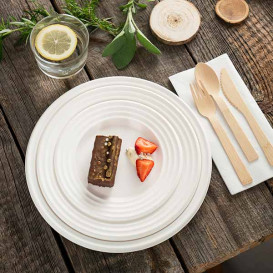 Sugarcane Plate Premium Wave White Ø18cm (50 Units) 