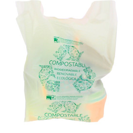 Plastic T-Shirt Bag 100% Biodegradable 35x50cm (100 Units) 