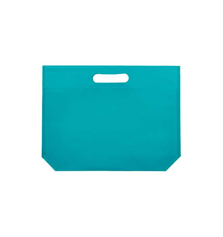 Non-Woven Bag with Die-cut Handles Aquamarine 34+8x26cm (25 Units)