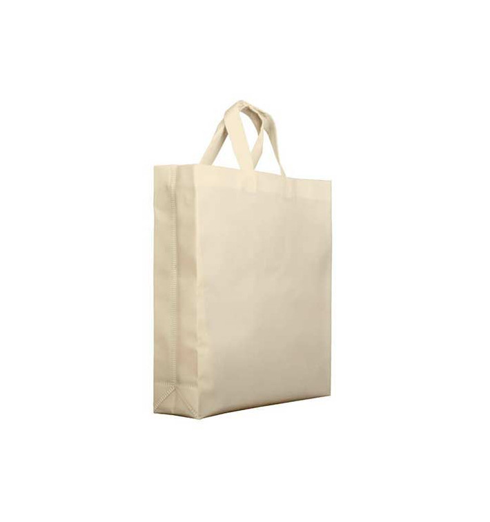 Non-Woven PREMIUM Bag with Short Handles Cream 25+10x30cm (25 Units)