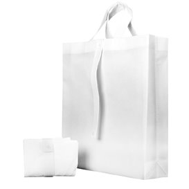 Non-Woven PREMIUM Foldable Foldable Bag with Short Handles White 40+15x40cm (25 Units)