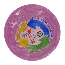 Plastic Plate Deep Round shape Octogonal Pink Ø22 cm (250 Units)