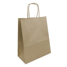 Paper Bag with Handles Kraft Brown 100g 22+11x27cm (200 Units)