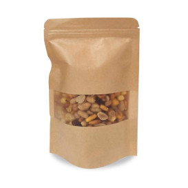 Paper Doypack Kraft with self closing and Window 12+6x20cm (50 Units)