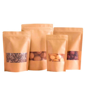 Paper Doypack Kraft with self closing and Window 16+8x26cm (50 Units)