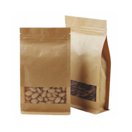 Paper StandUp Kraft with self closing and Window 25+10x35cm (50 Units)