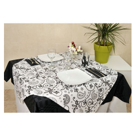 Pre-Cut Paper Tablecloth "Cachemir" Black 37g 1,2x1,2m (300 Units)  