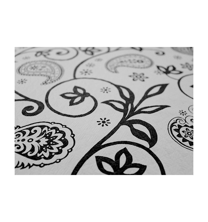 Pre-Cut Paper Tablecloth "Cachemir" Black 37g 1,2x1,2m (300 Units)  