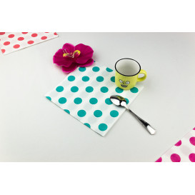 Paper Napkin Double Point "Polkadots Turquoise" 40x40cm (600 Units) 