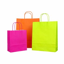 Fuchsia paper bag with handles 100g 22+9x23 cm (200 units)