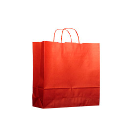 Paper Bag with Handles Kraft Red 100g 22+9x23cm (200 Units)