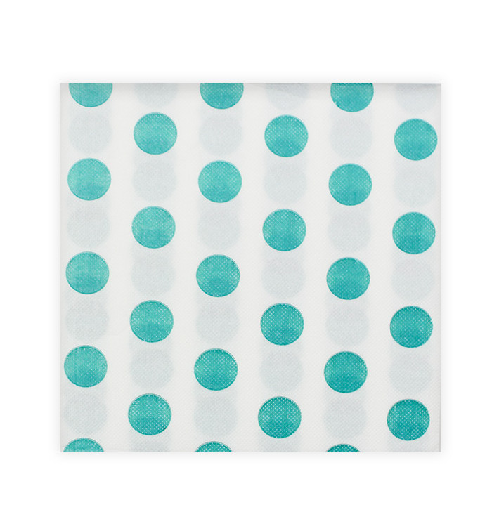 Paper Napkin Double Point "Polkadots Turquoise" 40x40cm (600 Units) 