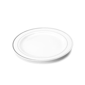 Plastic Plate Extra Rigid with Border Silver 26cm (200 Units)