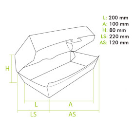 Paper Sandwich Container Kraft 20x10x8cm (200 Units)