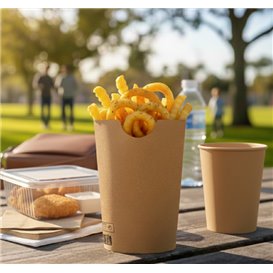 Paper Container Kraft Effect Anti-Grease 14Oz/420ml (50 Units)