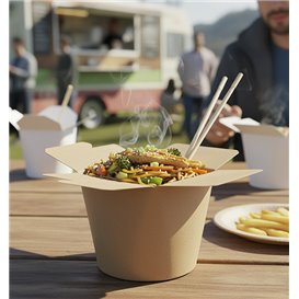 Paper Take-Out Container 100% ECO Kraft 26Oz/780ml (500 Units)