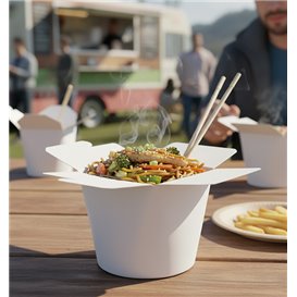 Paper Take-Out Container 100% ECO White 26Oz/780ml (500 Units)