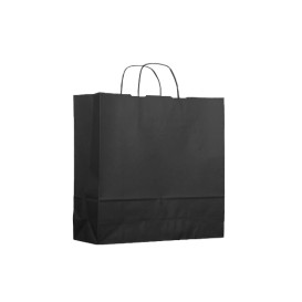 Paper Bag with Handles Kraft Black 100g 22+9x23cm (25 Units) 