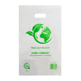 Die-Cut Handle Plastic Bags 100% Biodegradable 20x33cm (100 Units)