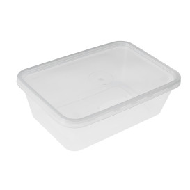 Plastic Container and Plastic Lid PP Rectangular Shape 500ml (50 Units)