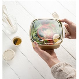 Paper Container Kraft Square 350ml 13x13x4,3cm (50 Units)