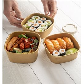 Paper Container Kraft Square 350ml 13x13x4,3cm (50 Units)