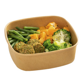 Paper Container Kraft Square 500ml 13x13x5,6cm (50 Units)